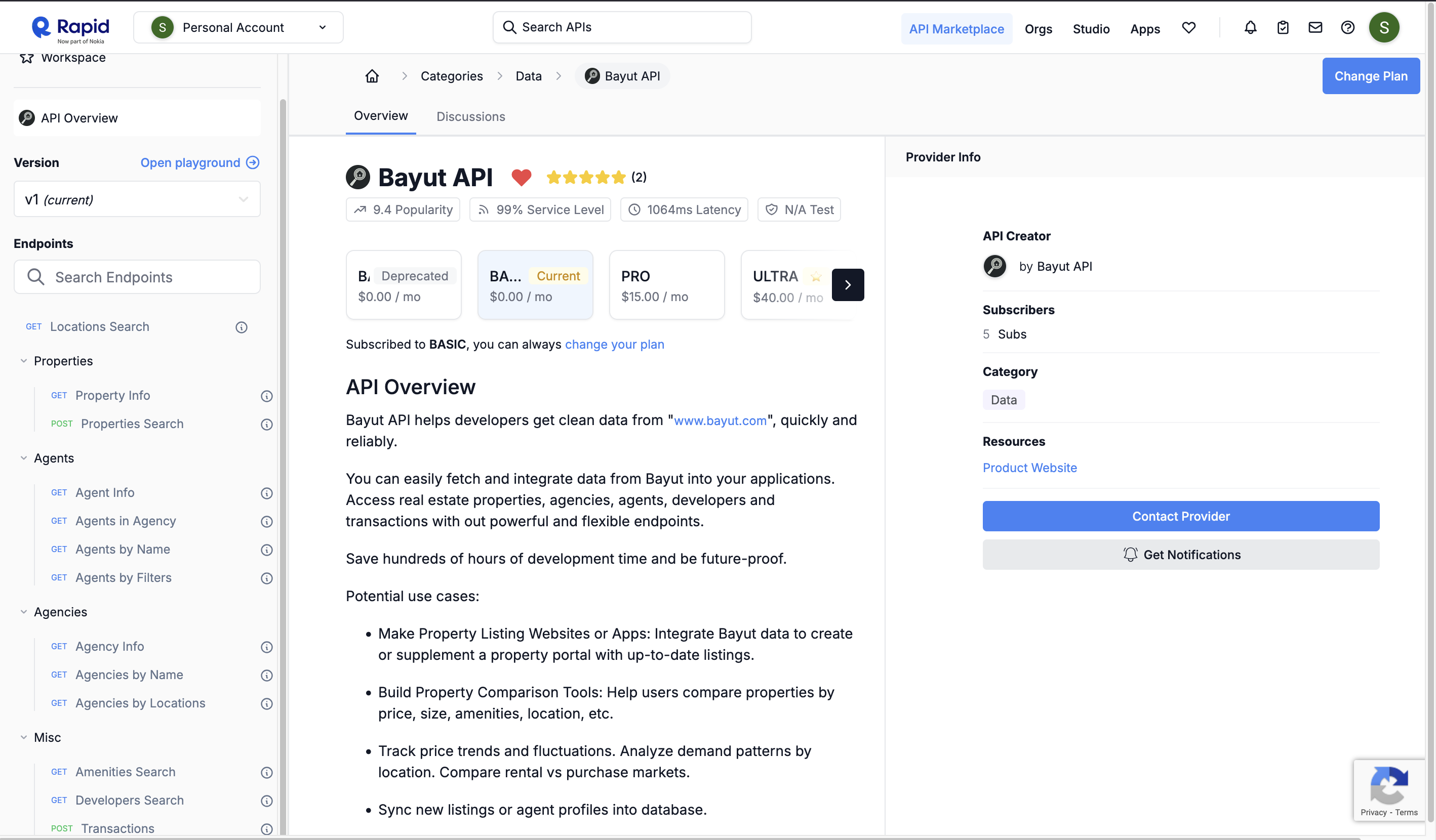 Bayut API Page